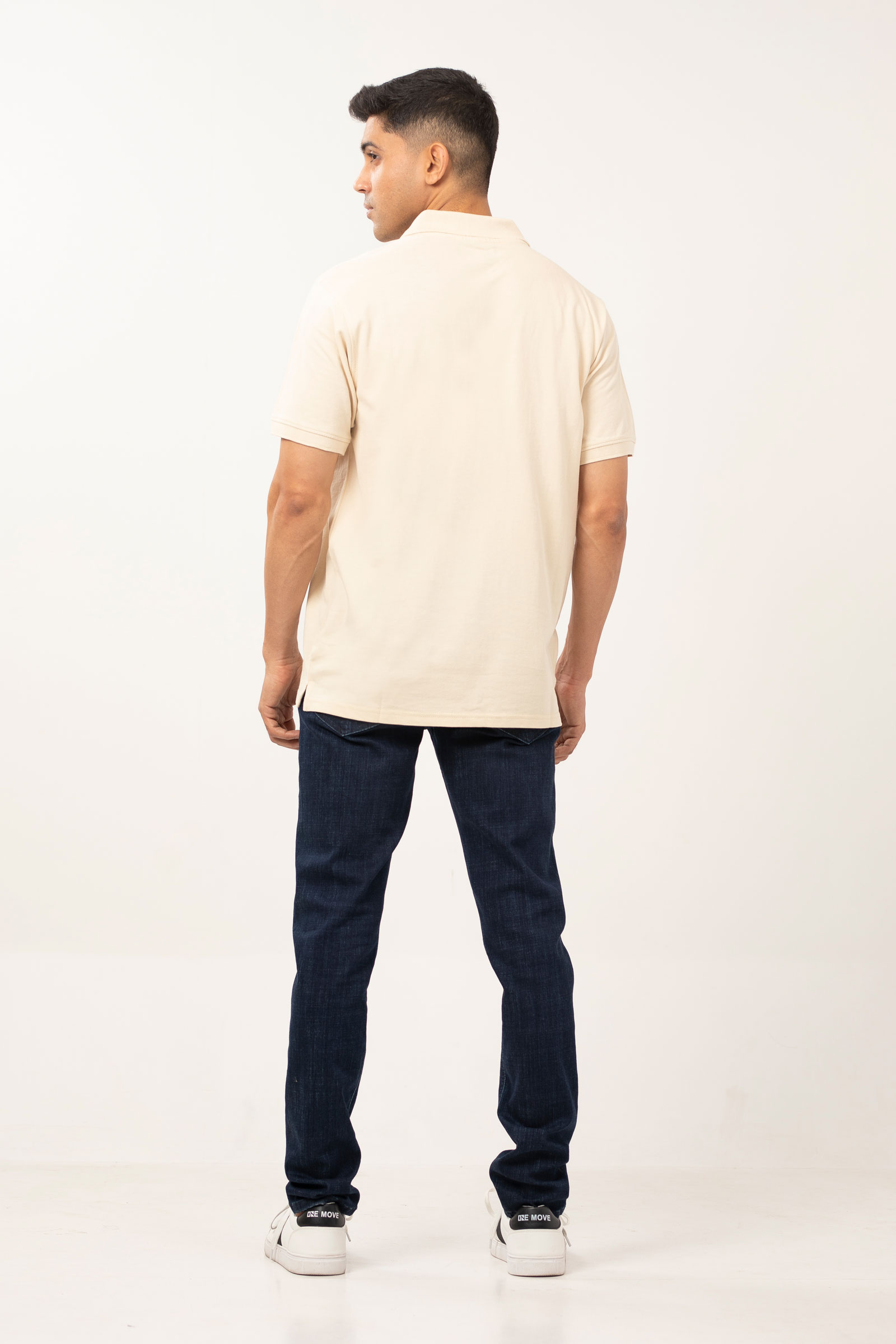 Sand White Polo | Solid