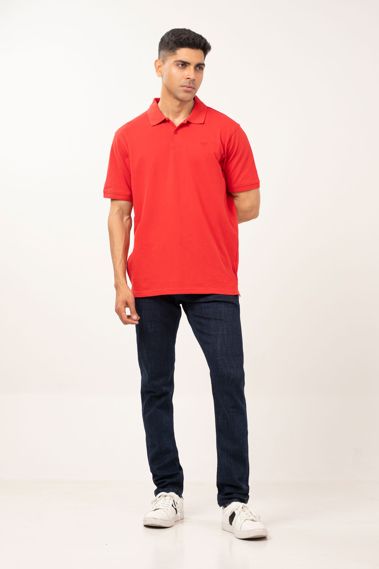 Firebrick Red Polo | Solid