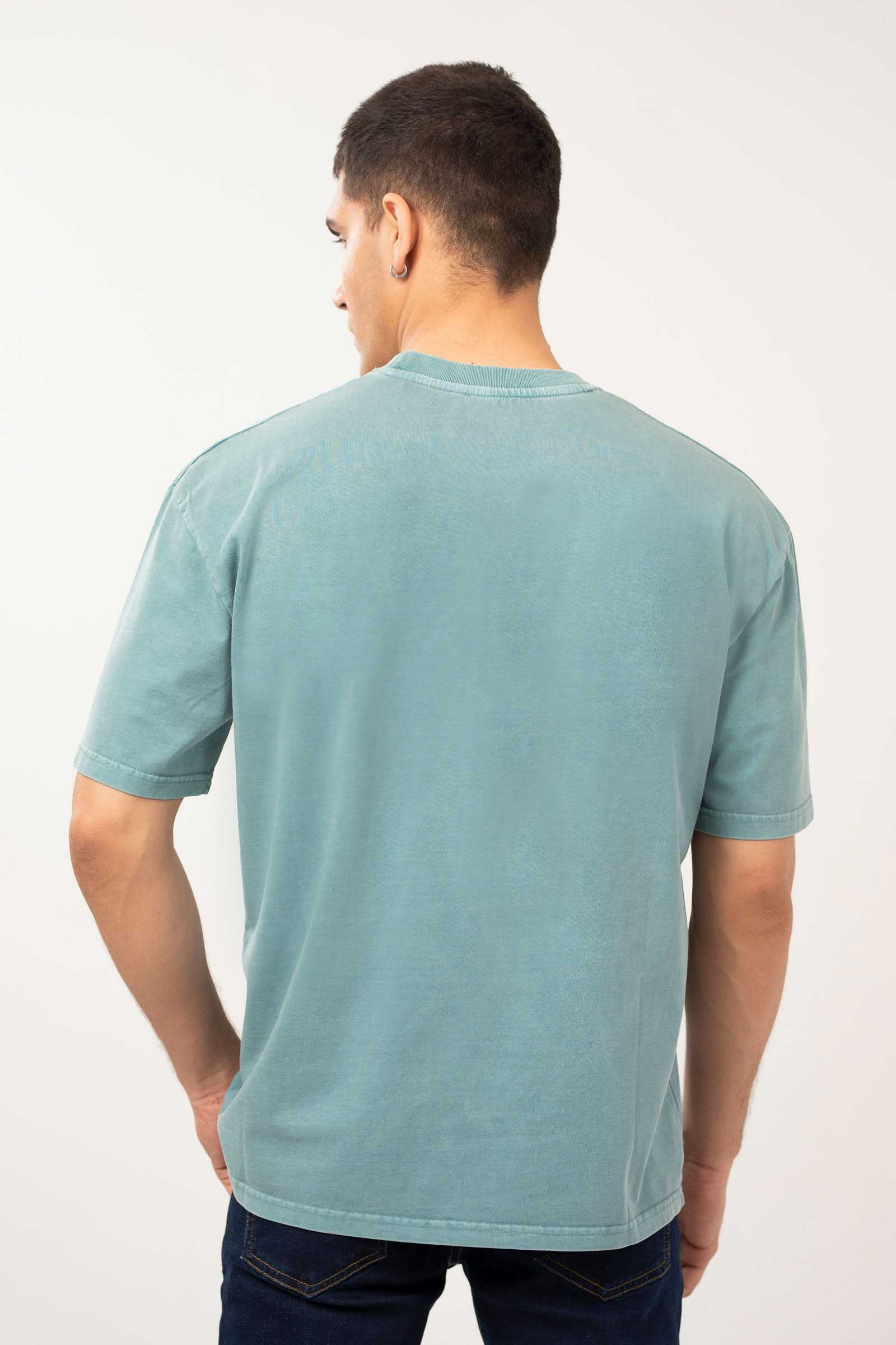 Solid Oil Washed Tee | Coral Gray