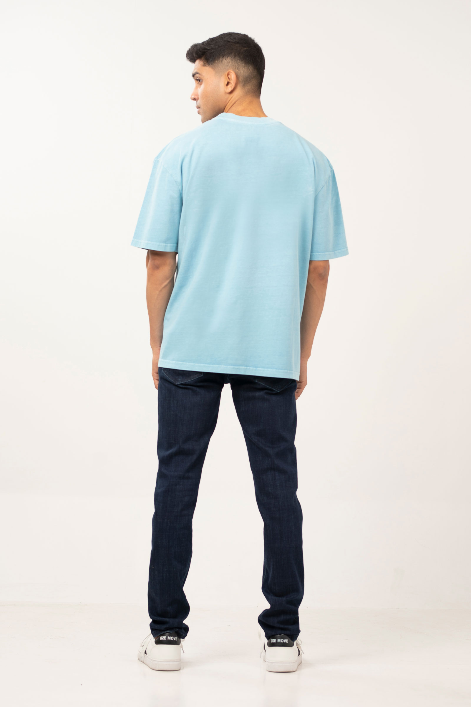 Solid Oil Washed Tee | Blue