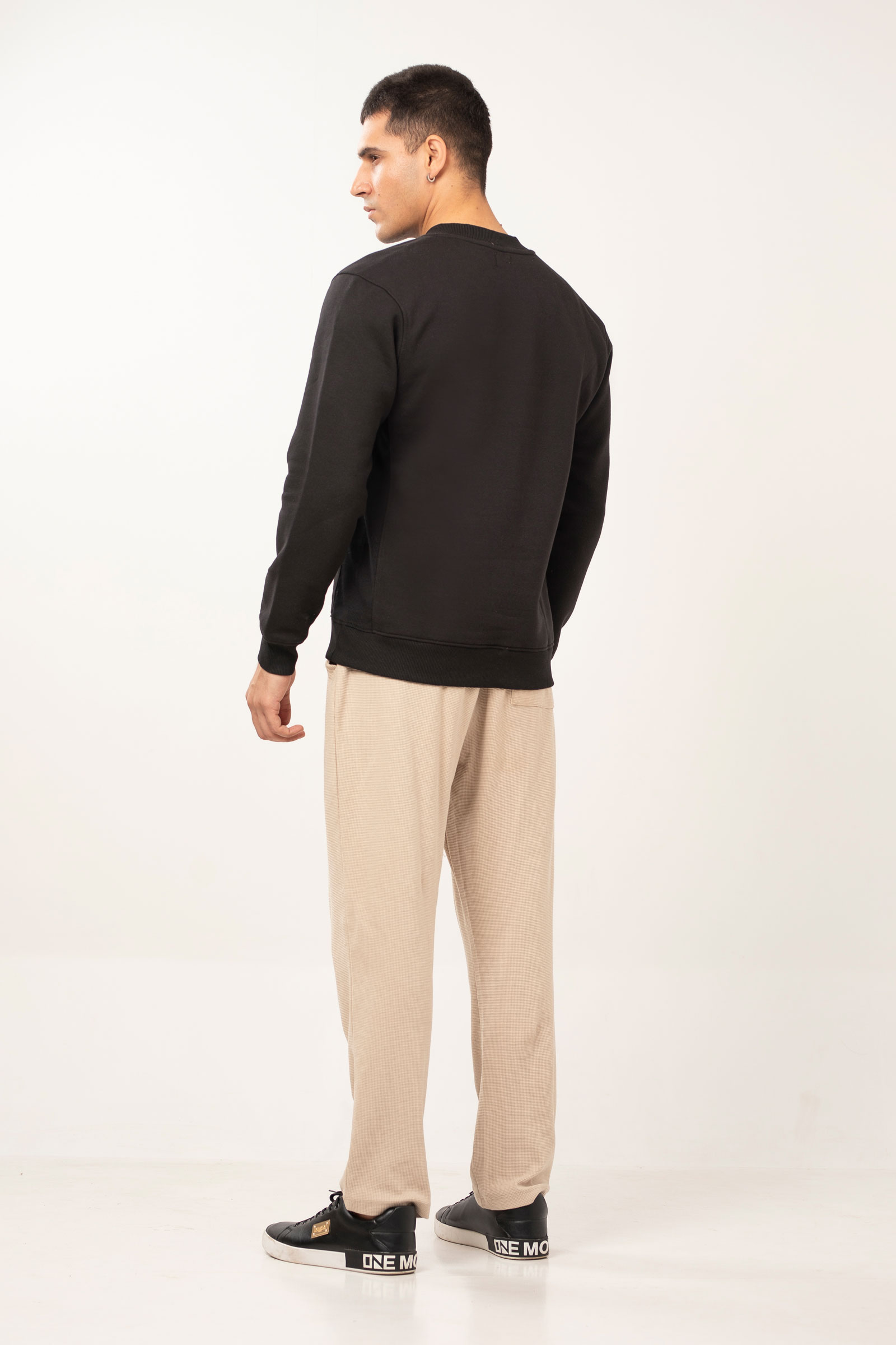 Ribbed Loop Back Fleece Crew Neck