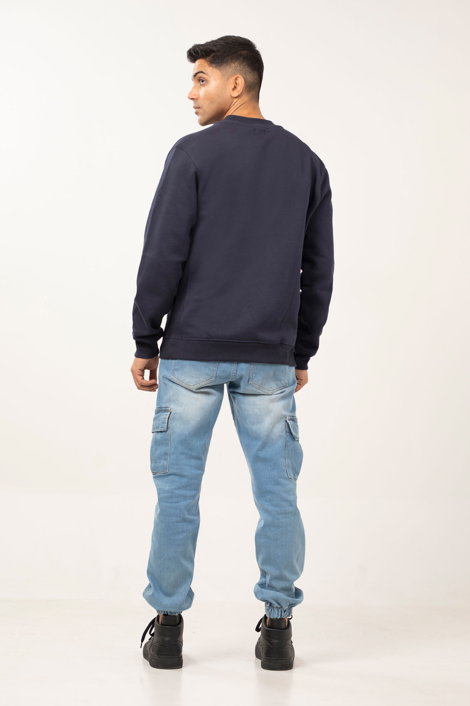 Ribbed Loop Back Fleece Crew Neck