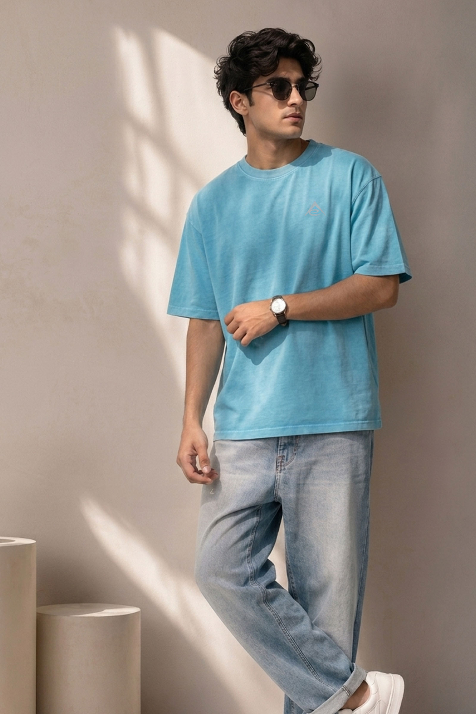Oil Washed Tee | Blue
