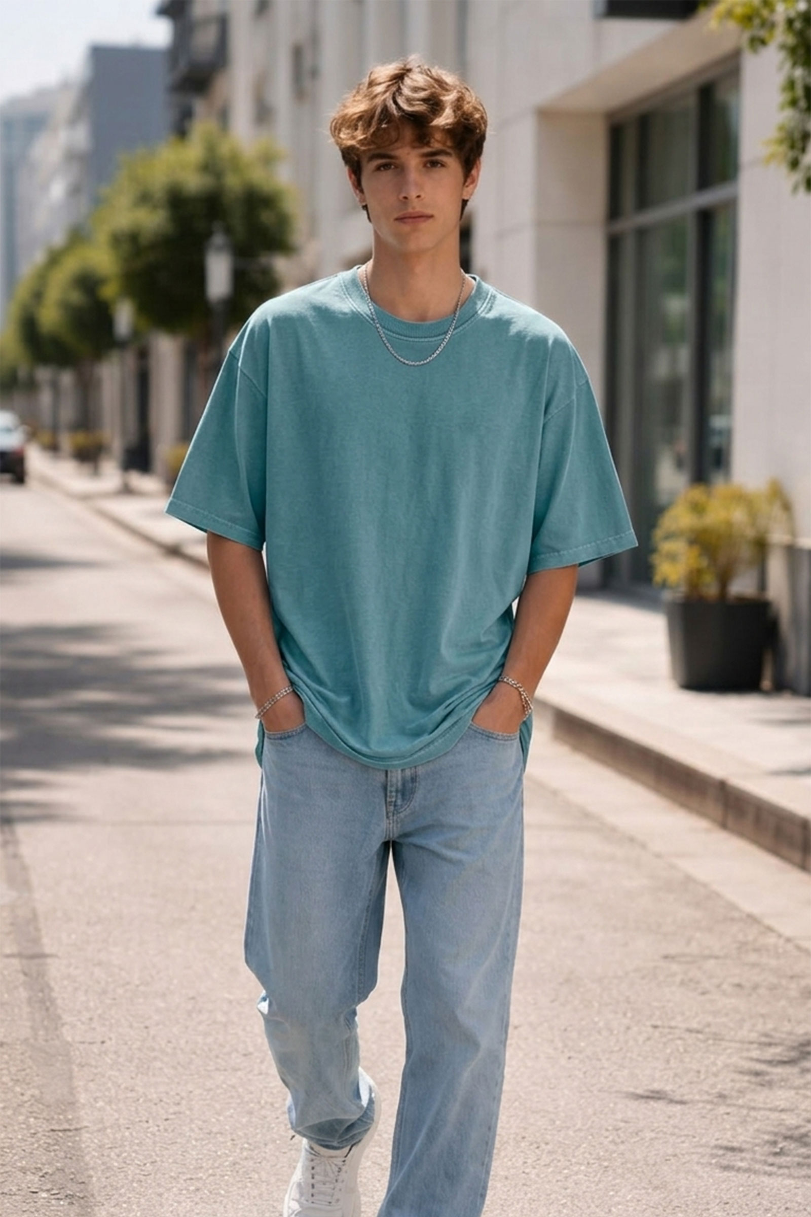 Solid Oil Washed Tee | Coral Gray