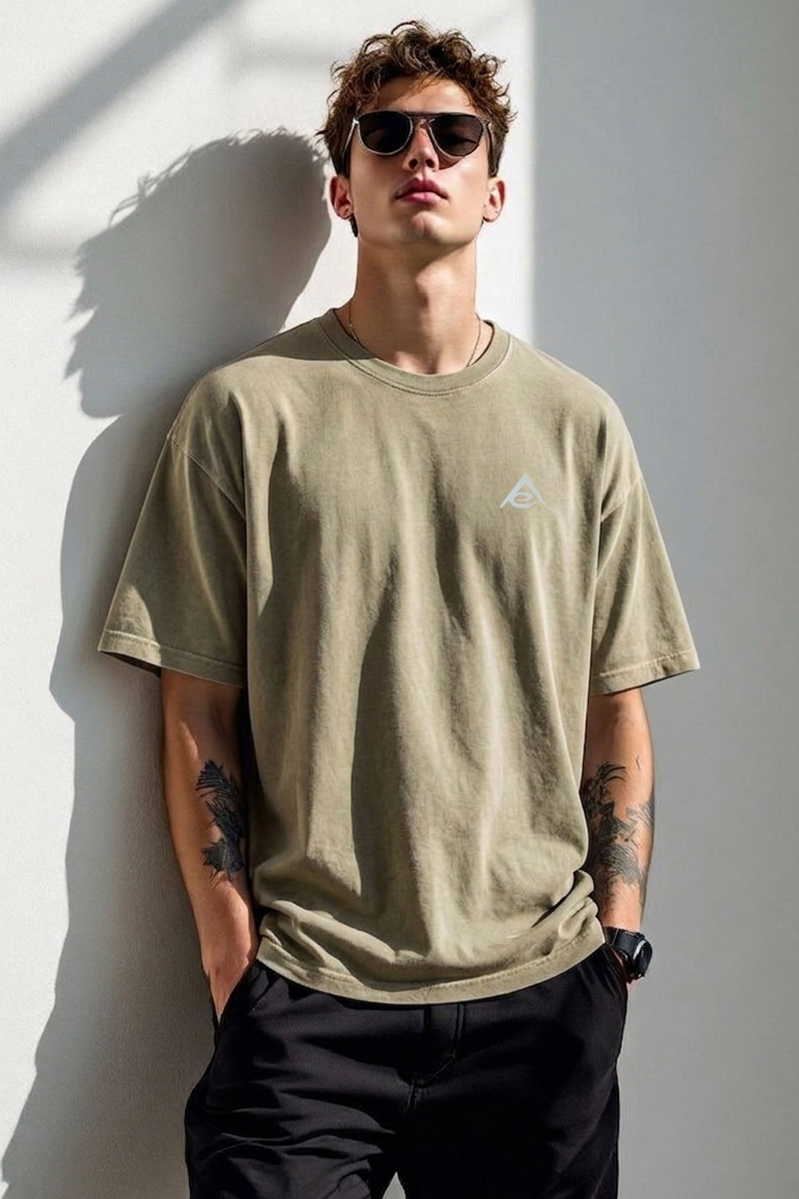 Oil Washed Tee | Olive